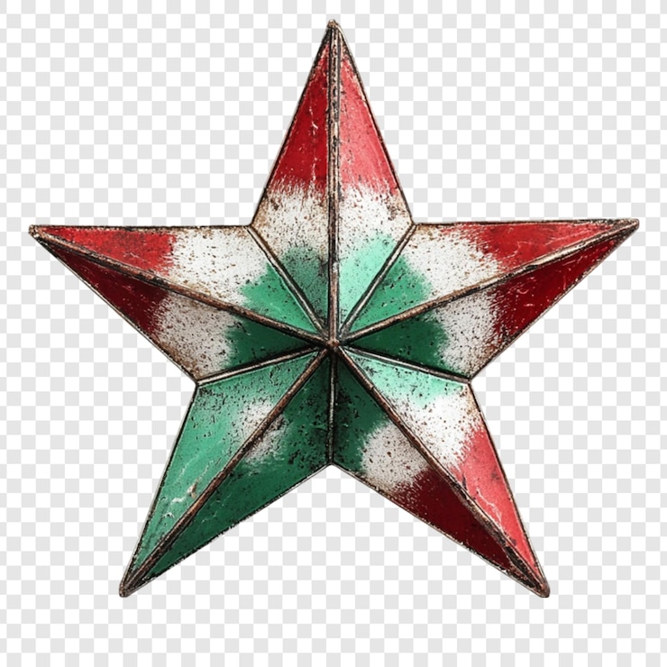 PSD decoración de estrella de metal verde rojo blanco rústico