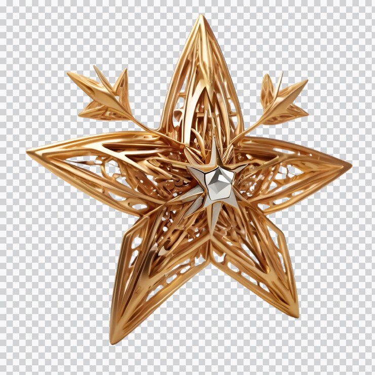 PSD decoración de estrellas de navidad doradas de diseño elegante ilustración 3d aislada