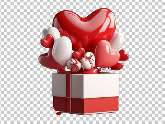 Decoración de feliz día de San Valentín con corazón y caja de regalos