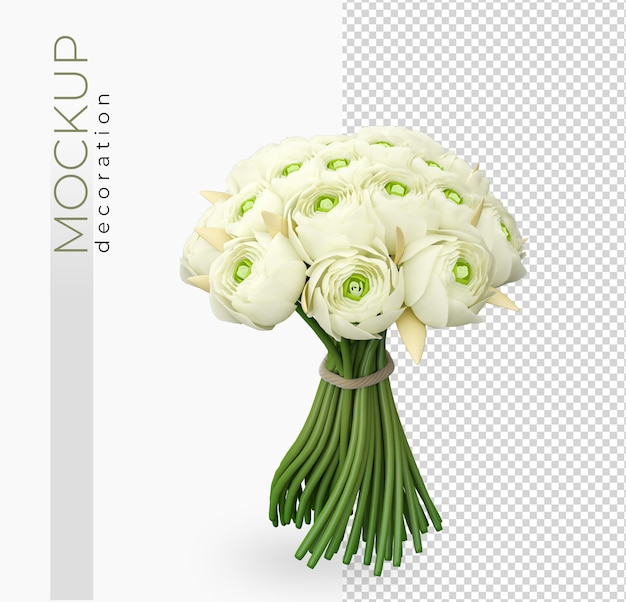 Decoración de flores en flor en representación 3d