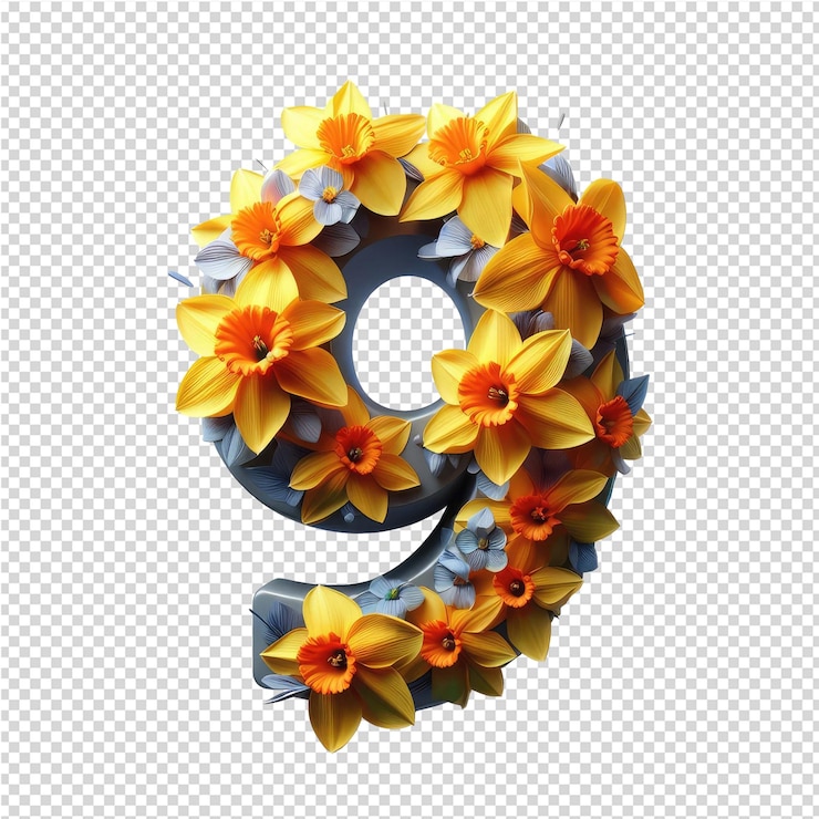 PSD una decoración de flores con la letra s en ella