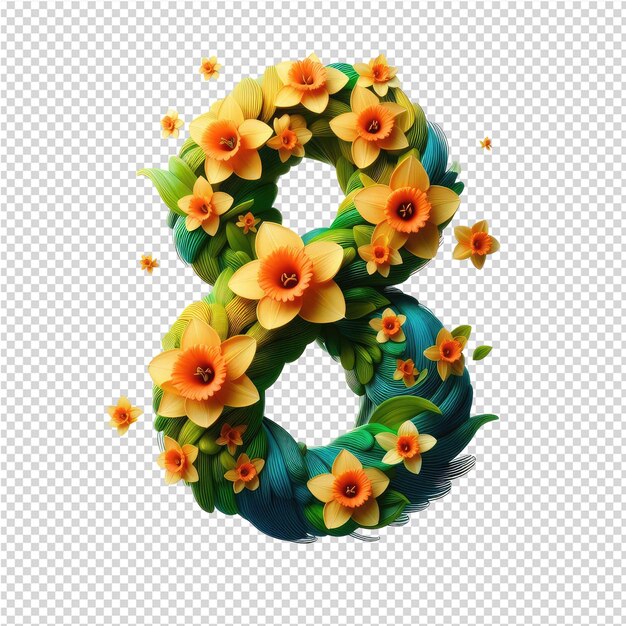 Una decoración de flores con el número 6 en ella