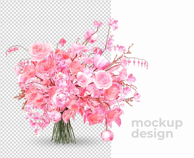 Decoración de flores rosas diseño 3d de san valentín