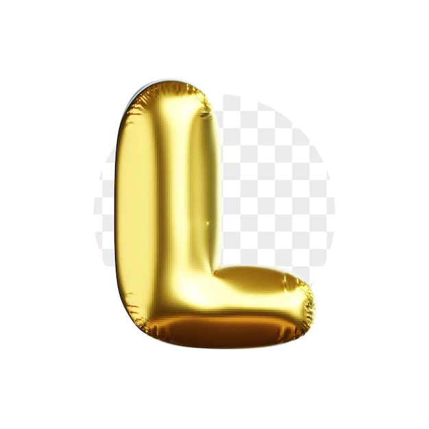 Decoración de globo dorado en forma de L Icon 3D