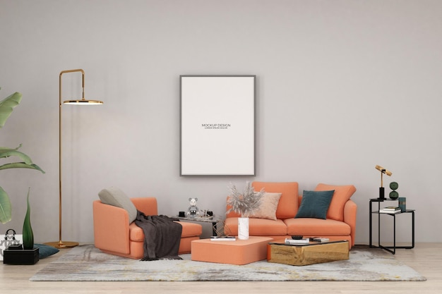 decoración interior moderna y sofá silla