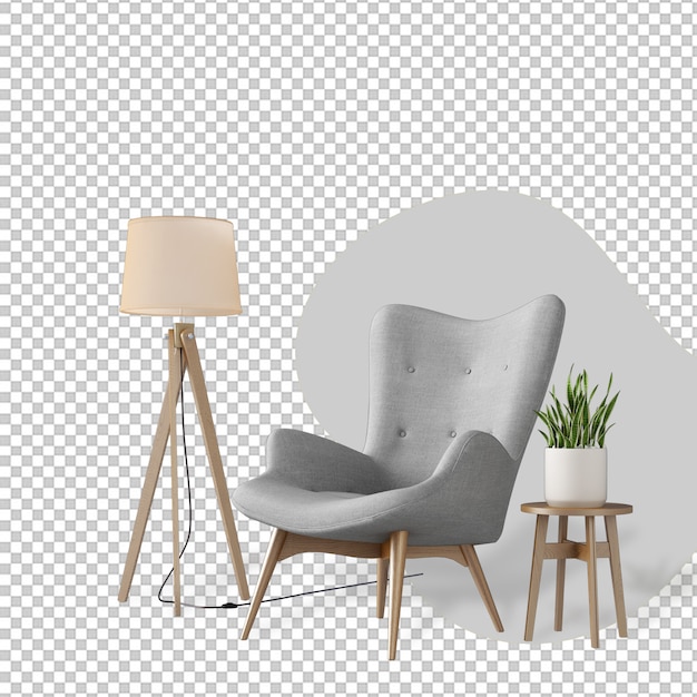 Decoración interior en render 3d