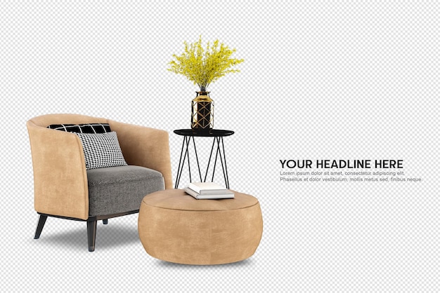Decoración interior en render 3d