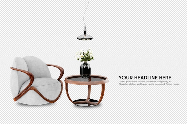 Decoración interior en render 3d
