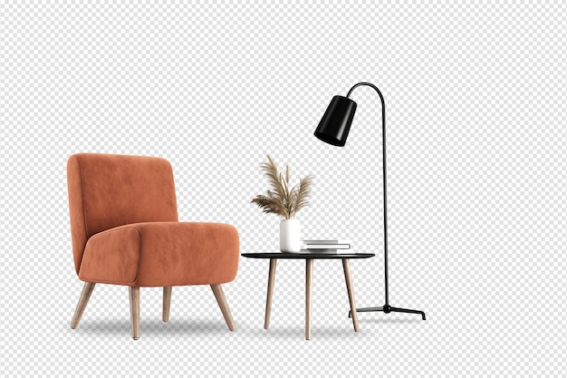 Decoración interior en render 3d