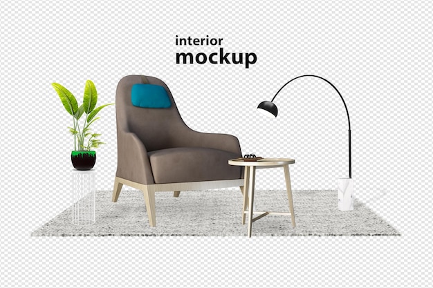 Decoración interior en render 3d