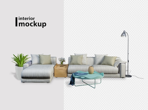Decoración interior en render 3d