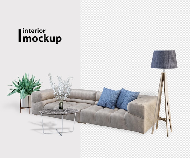 Decoración interior en render 3d