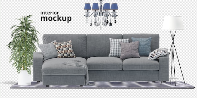 Decoración interior en render 3d