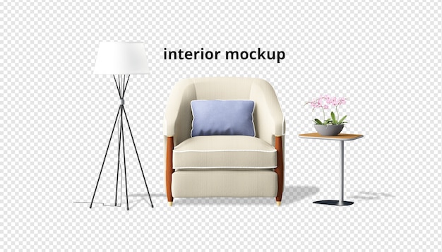 Decoración interior en render 3d