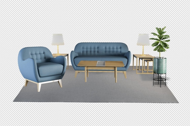 Decoración interior en render 3d