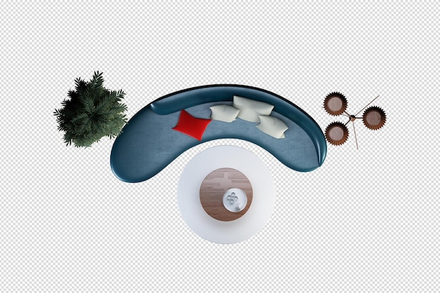 Decoración interior en render 3d