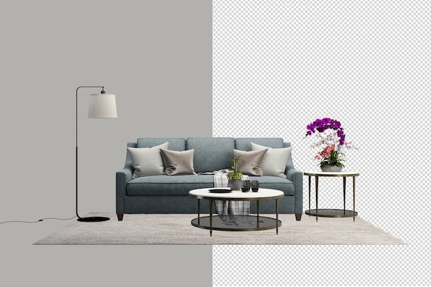 Decoración interior en render 3d