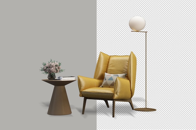 Decoración interior en render 3d