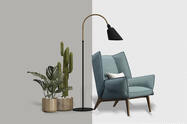Decoración interior en render 3d