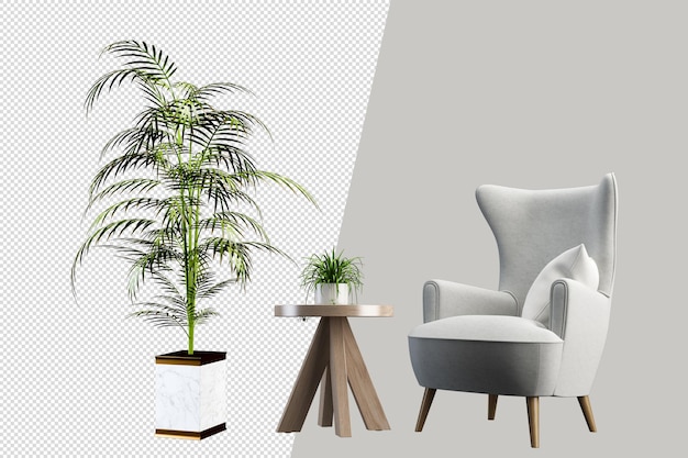 Decoración interior en render 3d