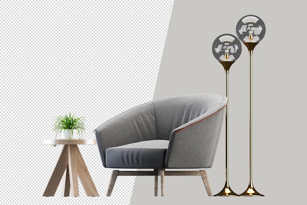 Decoración interior en render 3d