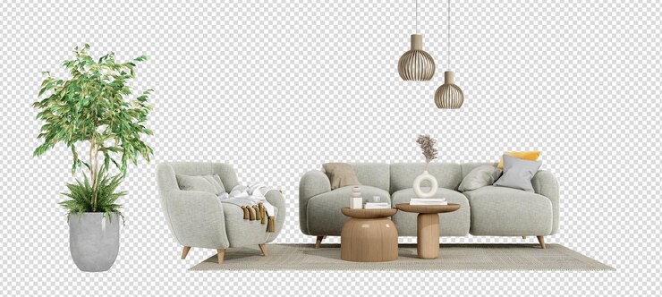 Decoración interior en render 3d