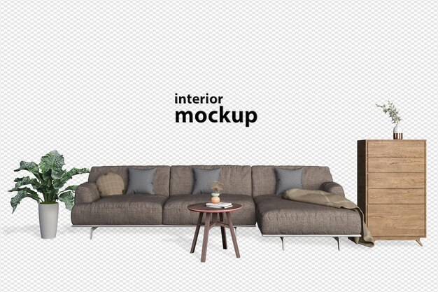 Decoración de interiores ambientada en 3d
