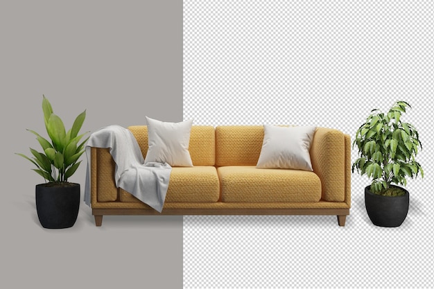 Decoración de interiores ambientada en renderizado 3d