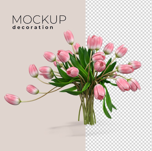 Decoración de interiores de flores en 3d render