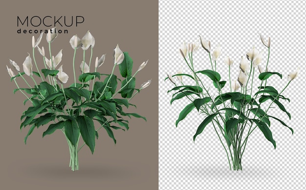 Decoración de interiores de flores en 3d render