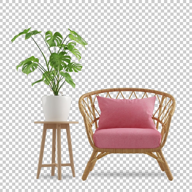 Decoración de interiores en representación 3D