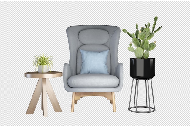 Decoración de interiores en representación 3D