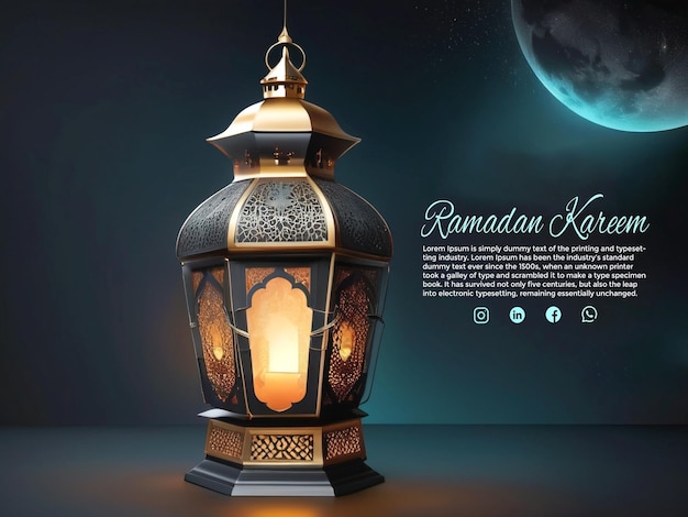PSD decoración islámica ramadán kareem fondo con linterna psd