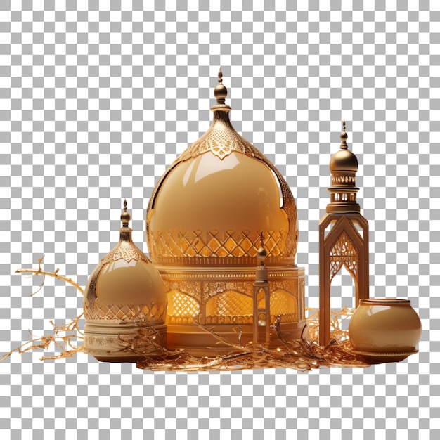 Decoración islámica de ramadan kareem en un fondo transparente