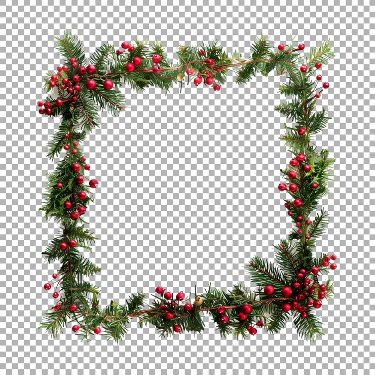 PSD decoración de marco navideño en fondo transparente generado por ai