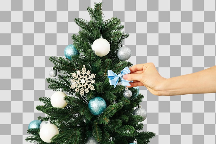 PSD decoración de la mesa de navidad de png decoración del árbol de navidad aislada sobre fondo blanco