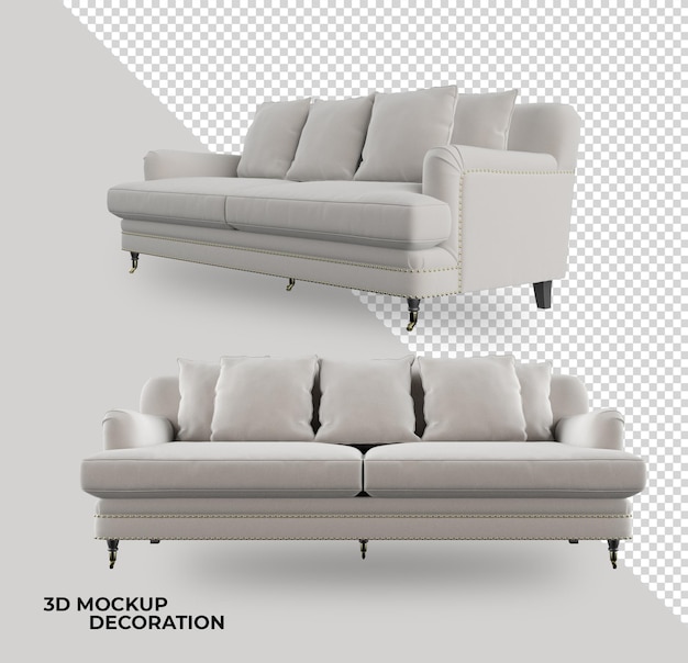 Decoración moderna del sofá en representación 3d