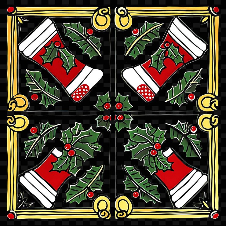 PSD una decoración de navidad con un árbol de navidad rojo y verde y un calcetín rojo