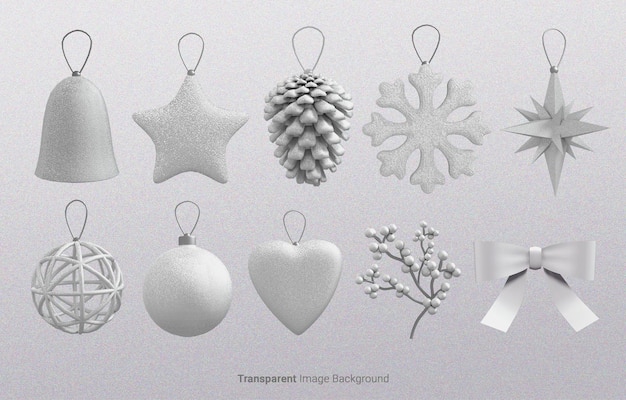 Decoración de Navidad Colección con en un fondo de imagen transparente aislado renderizado en 3D