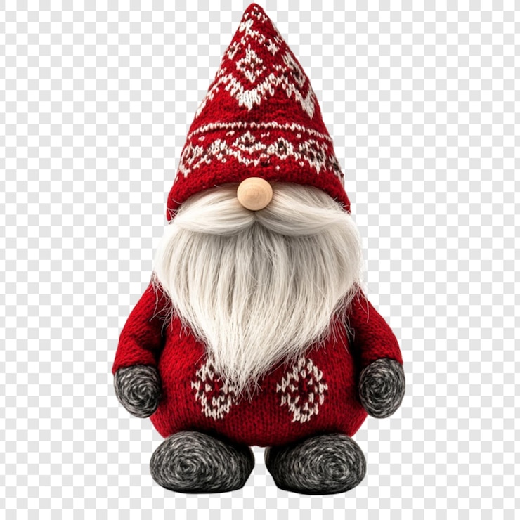 PSD decoración navideña de gnomo de punto rojo de fiesta figurina de vacaciones de invierno