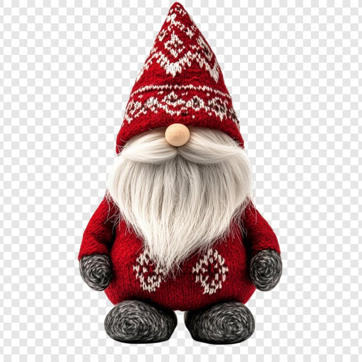 PSD decoración navideña de gnomo de punto rojo de fiesta figurina de vacaciones de invierno