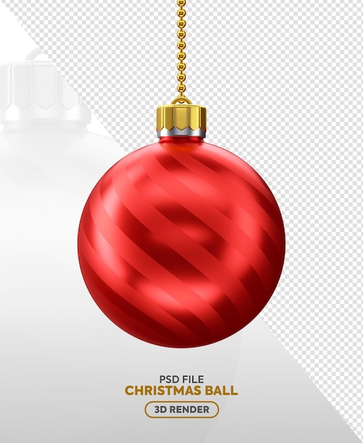 Decoración de la pelota de navidad roja 3d render