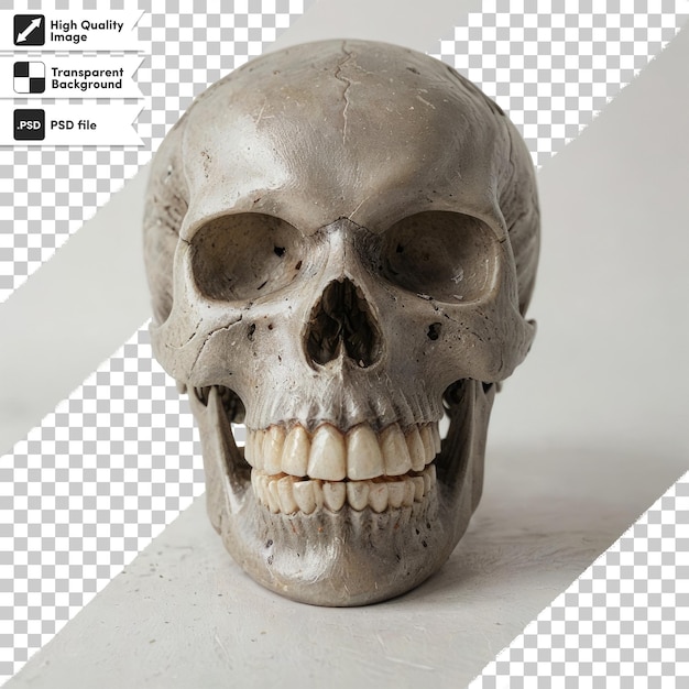 PSD decoración psd cráneo humano en fondo transparente con capa de máscara editable