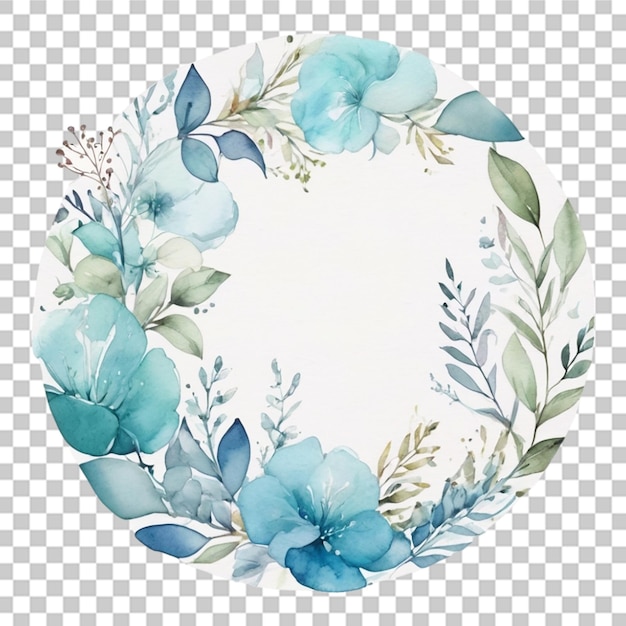 PSD decoración de ramo redondo floral de acuarela con fondo transparente