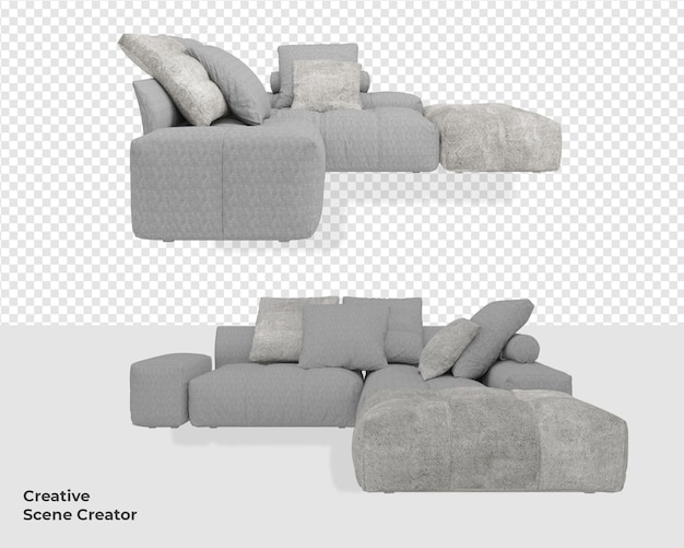 Decoración de sofá de muebles 3d con diseño de estilo moderno.