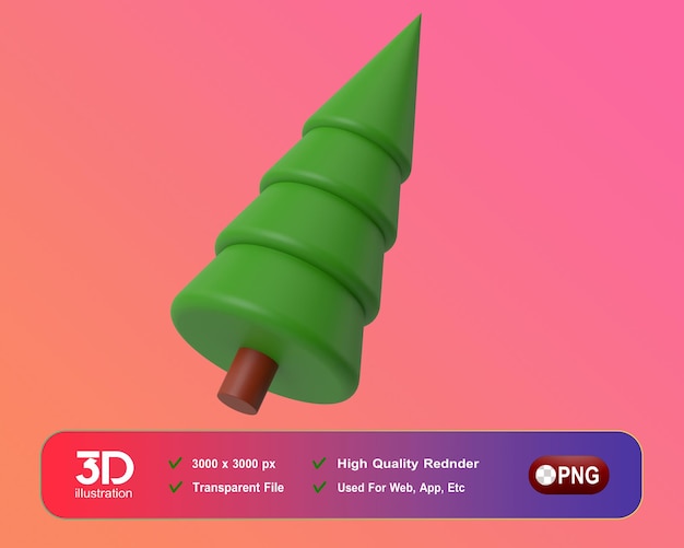 PSD decoraciones de año nuevo de navidad 3d carismas ángulo de árbol png