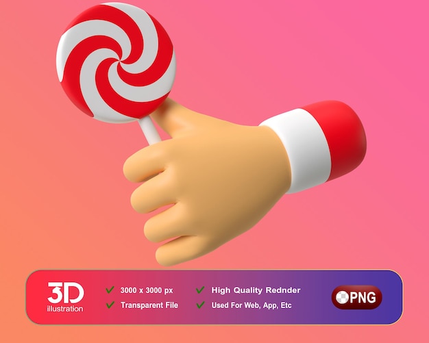 PSD decoraciones de año nuevo de navidad 3d a mano con lollipop png