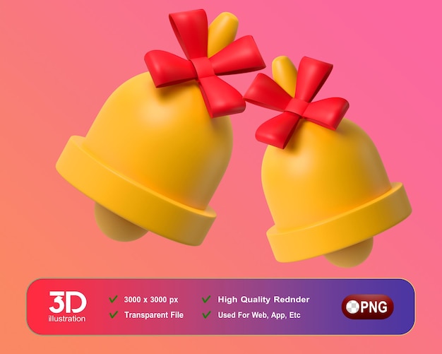 PSD decoraciones de año nuevo de navidad campana 3d png