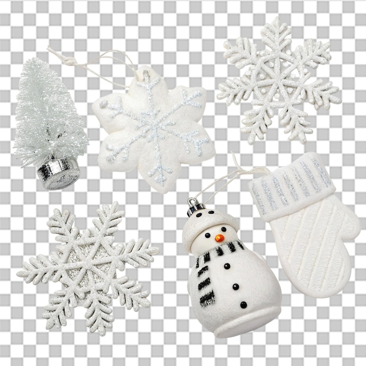 PSD decoraciones de artículos blancos de invierno objeto aislado sobre un fondo transparente