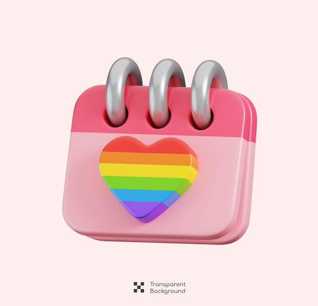Decoraciones del calendario del mes del orgullo que celebran a la comunidad LGBTQ El elemento del icono del Mes del Orgullo Rendering 3D